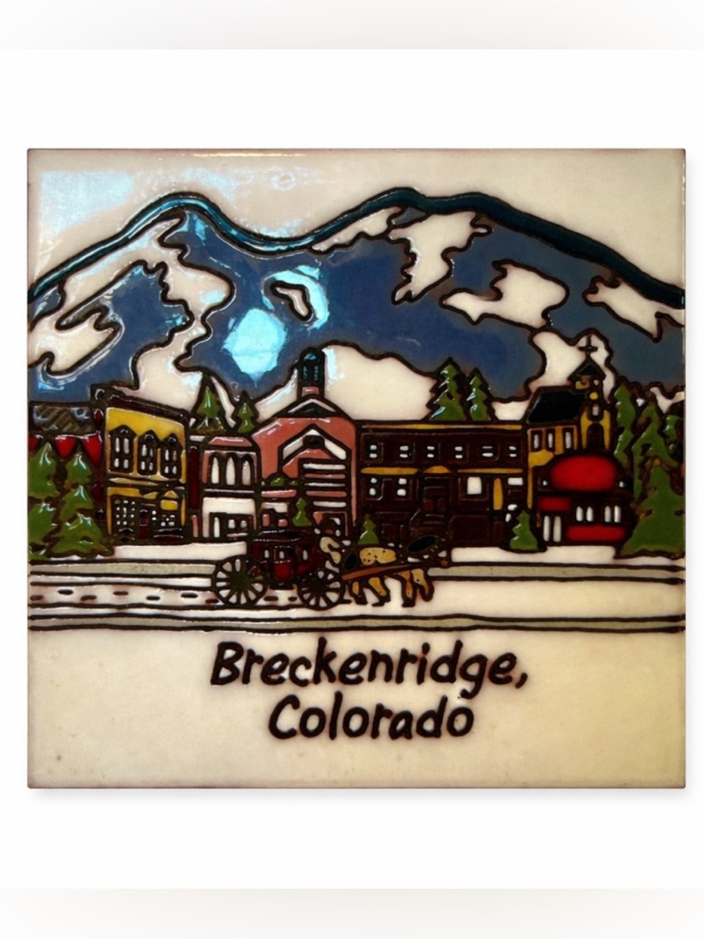 Breckenridge Colorado Tile Trivet Coaster Teissedre Designs Handcrafted USA